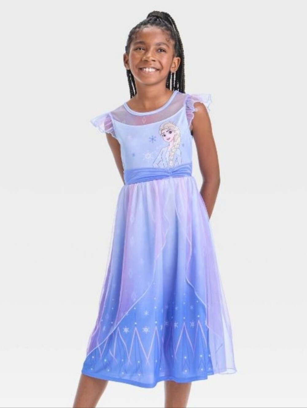 Disney Frozen Elsa Blue Girls' Nightgown Pajama Dress Large 10/12